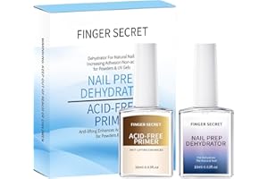 AOBOO FINGER SECRET Nail Dehydrator and Primer, Professional Natural Nail Prep Dehydrate and Acid-Free Primer,Quick Dry Gel x Bonder Primer Gel Nail Polish Primer for Acrylic Tips Bond Aid Press Nails