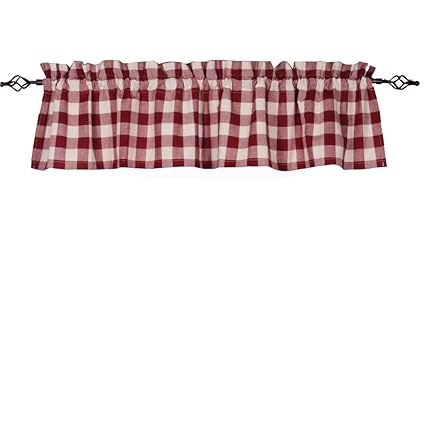 Home Collections by Raghu 72x15.5 Buffalo Check Barn Red-Buttermilk Valance