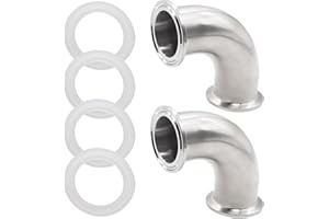 Aienxn 2PCS 1.5" Tube OD 304 Stainless Steel Sanitary Ferrule Elbow 90 Degree Pipe Fitting with 4PCS Silicone Gaskets Tri Clamp Sanitary Pipe Fitting
