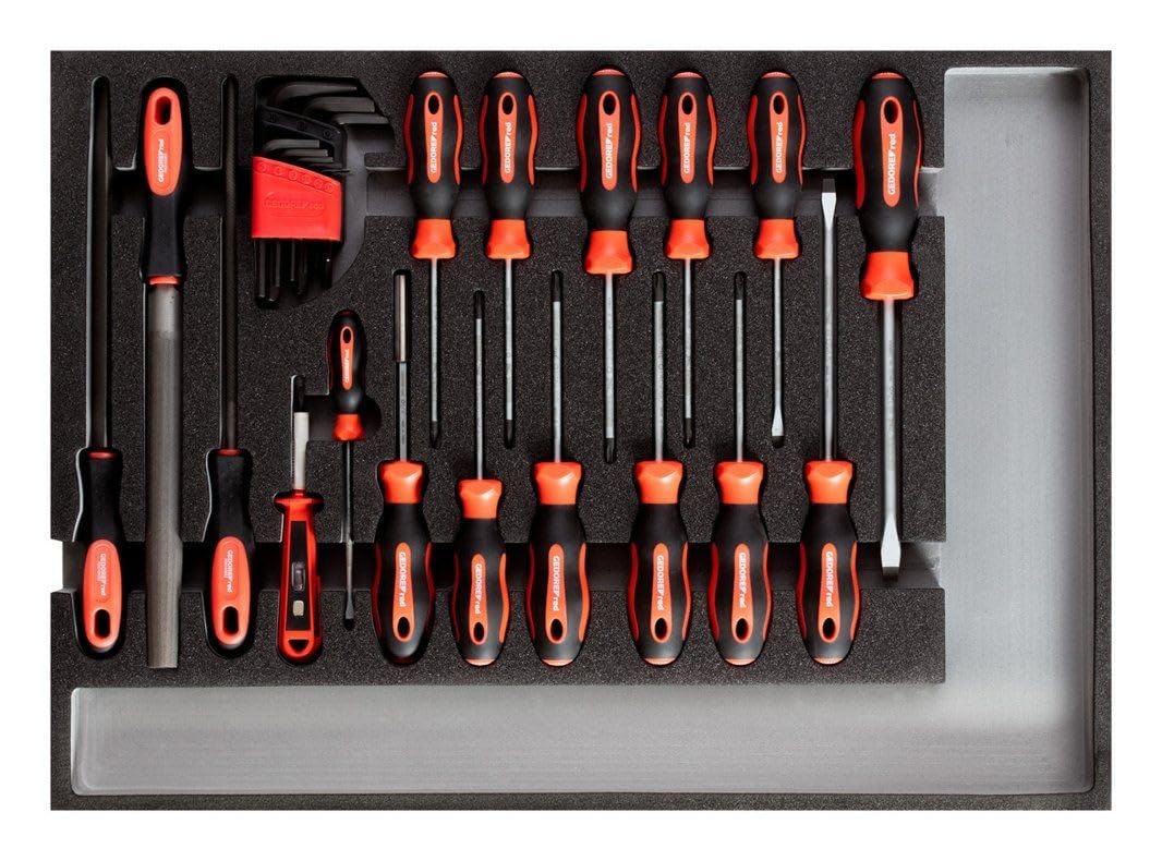 GEDORE Red Screwdriver and File Set in 3/3 Foam Module 26 Pieces