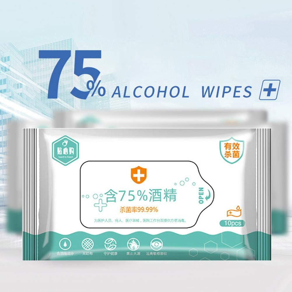 GuanGsskuo 10Pcs Portable Wet Wipes, Disposable Wet Wipes Swab Pads Cleanser for Home Outdoor 10pcs