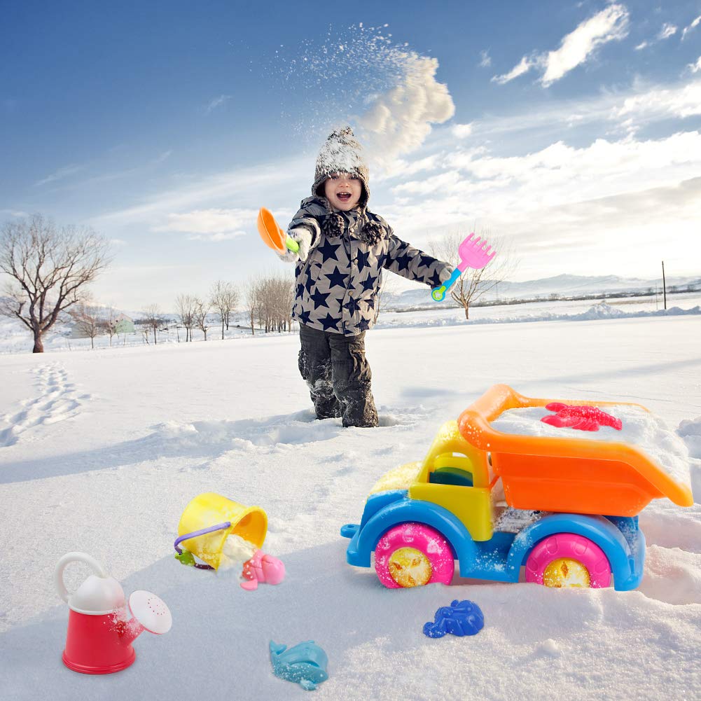 Nuheby Jeux de Plage Jouet Sable avec Jouet Voiture Camion Vie Marine Arrosoir Enfant Kit Jouets de Plage en Filet Portable Jeux Exterieur Enfant 3 4 5 Ans