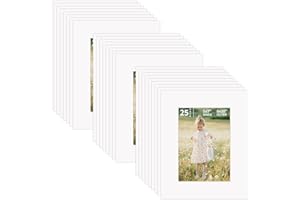 ZBEIVAN 8x10 White Picture Mats for 5x7 Pictures 25 Packs, Acid-Free White Core Bevel Cut Frame Mattes for Photos, Prints, Drawings, or Artworks