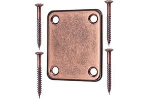 Gazechimp 4 Holes Electric Guitar Neck Plate,Neck Joint Plate With Screws for Electric Guitar Bass - Copper Red
