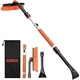 AstroAI 47.2" Ice Scrapers for Car Windshieldand Extendable Snow Brush with Foam Grip and 360° Pivoting Brush Head for Christ