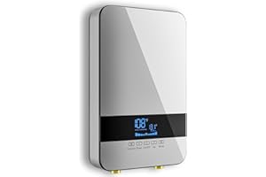 CosCosX Tankless Water Heater Electric,8.5KW 240V Point of Use On Demand Hot Water Heater,Instant Hot Water Heater Under Sink with Digital Display,Wall Mounting Fitting Electric Water Heater