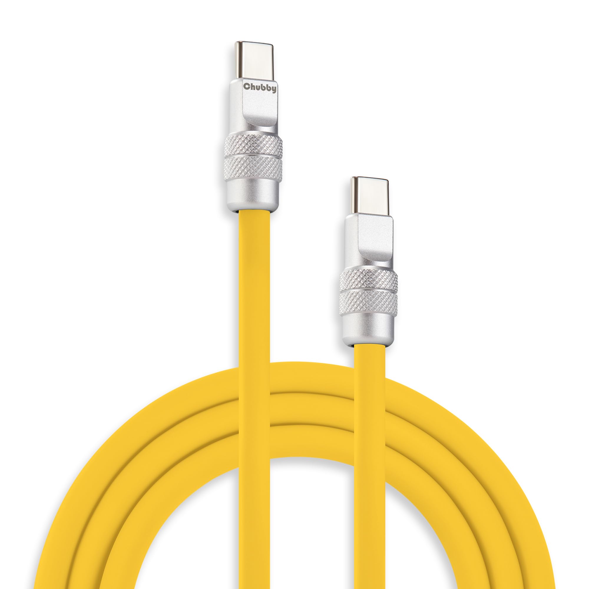 Photo 1 of chubbycable Chubby 2.0 USB C 240W Fast Charging Cable Silicone Soft Durable USB C Cable Extra Thick Charger Cord Compatible with iPhone 17-15 Series iPad, Yellow, Type-C to Type-C,