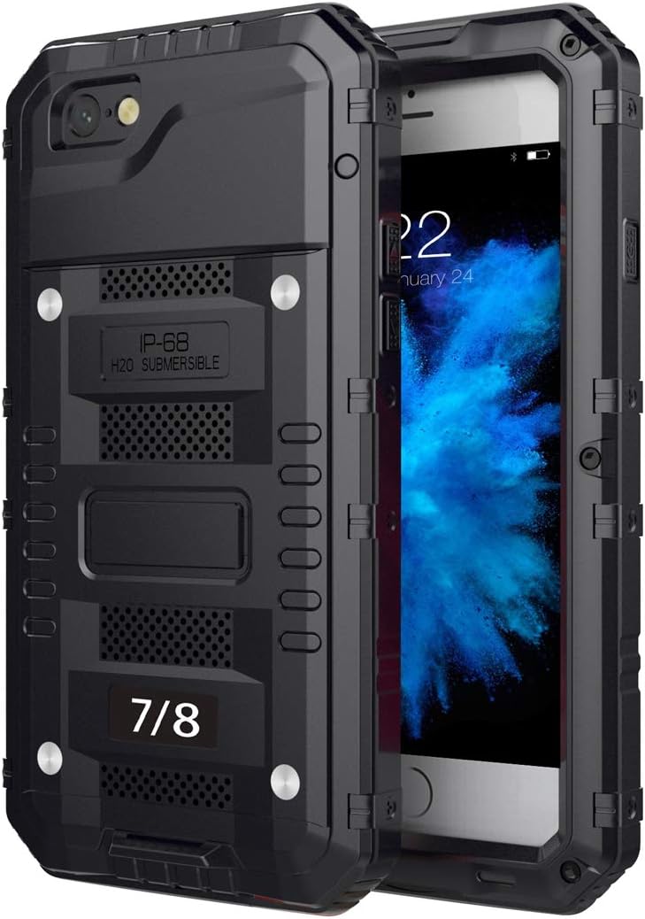 JAYDEN HUNTER Waterproof Case for iPhone 7 iPhone 8 Man Case, Dust Proof Snow Proof Shockproof Heavy Duty Slim Protective Cover Case for iPhone 7 iPhone 8 with Screen Protector (Black)