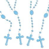 JUXINDAZYF 17'' Plastic Rosary Beads Bulk, Blue Rosary Necklace 12 Pcs Catholic Rosaries Set, Rosaries in Bulk (Blue)