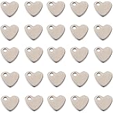 FASHEWELRY 100Pcs Stainless Steel Blank Heart Pendants 10x9mm Tiny Stamping Tag Charms Flat Love Heart Small Dainty Pendants for Valentine's Day Jewelry Making Hole: 2mm