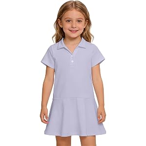 SIYBVTVI Uniform Dresses for Girls Kids Summer Short Sleeve Athletic Tennis Polo Dress A-Line Twirl Back to School Dress