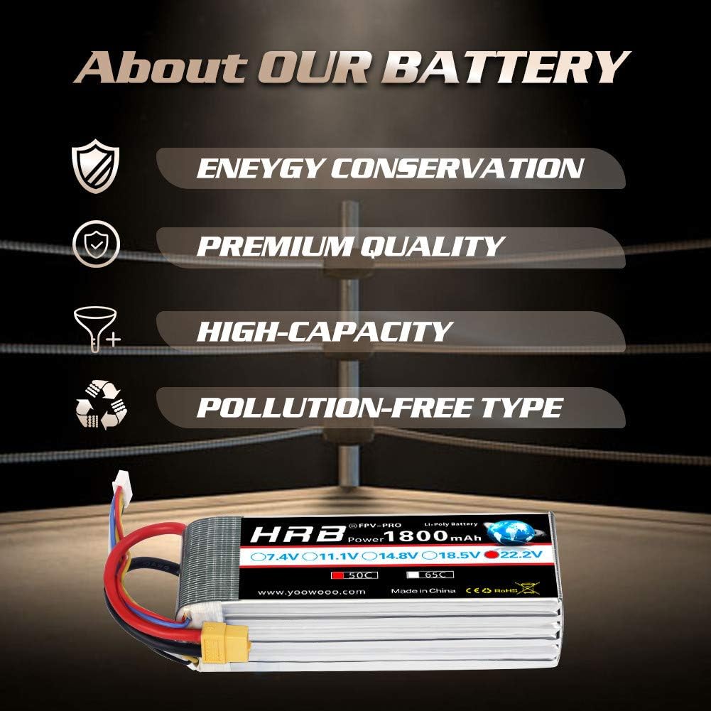 HRB 2PCS 1800mAh 6S 22.2V 50C LiPo Battery With XT60 Plug for SAB380 Align 470 ALZRC Devil 380 480 RC Helicopter Airplane Cars Truck Buggy Truggy Multicopter Drones - Image 4