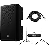 Electro-Voice ZLX-G2 12" 1000W 2-Way Bluetooth Powered Loudspeaker, Black, Bundle with Stands and Cable