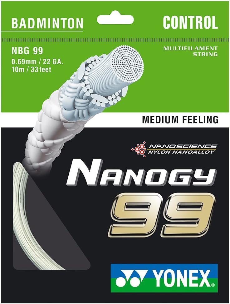 Yonex Badminton String Nanogy99, Medium Feeling, White