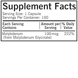 Kirkman - Molybdenum 100 mcg - 100 Capsules