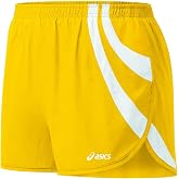 ASICS Womens Intensity 1/2 Split Shorts, Color:Gold/White, S
