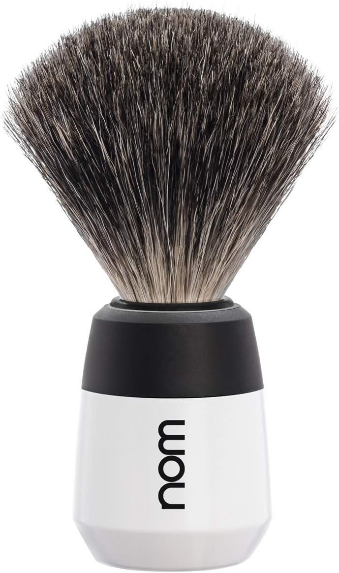 Nom Max Pure Badger Shaving Brush, White