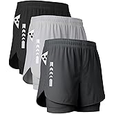 persimar Men's 2 in 1 Running Shorts 5 inch Gym Athletic Workout Shorts with Liner Quick Dry with Back Zipper Pockets
