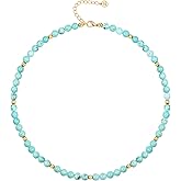 PEARLADA Turquoise Beaded Choker Necklace Chakra Stone Necklace Adjustable