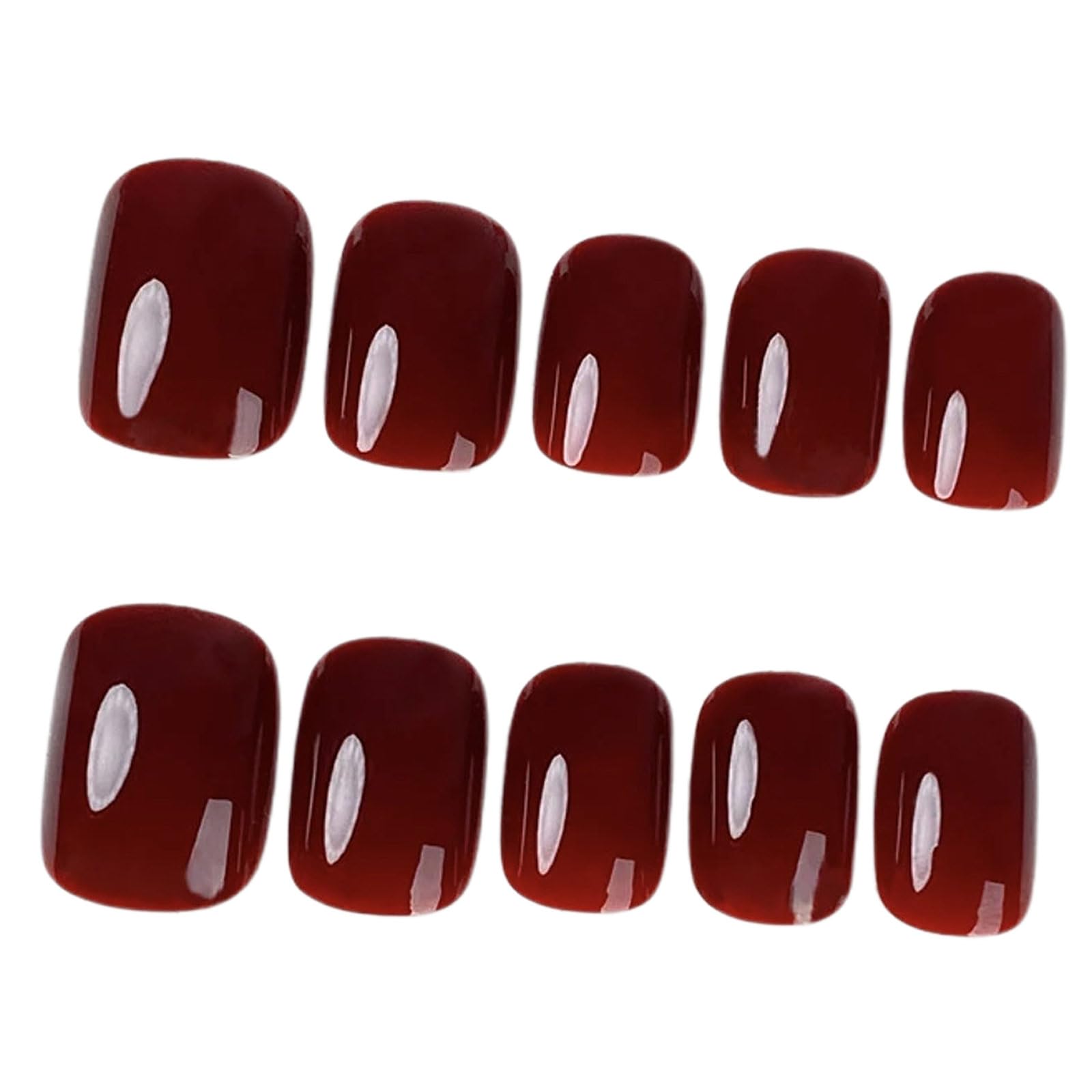 24Pcs Wine Red Fake Nails, Square Press on Nails, Elegant Red Nail Tips, Full Cover Stick on Nails for Women Girls Nails Art