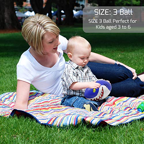 PP PICADOR Kids Football Size 3 Grip Rugby Ball for Kid Boys Girls Gift with Pump Ideal Toss Kick Practice-Indoor Outdoor use(Shark)