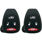 Silicone Protector Key Fob Cover Case fit for Chrysler 300 Aspen Dodge Charger Durango Jeep Commander Grand Cherokee Keyless Entry Key Fob (Black 2)