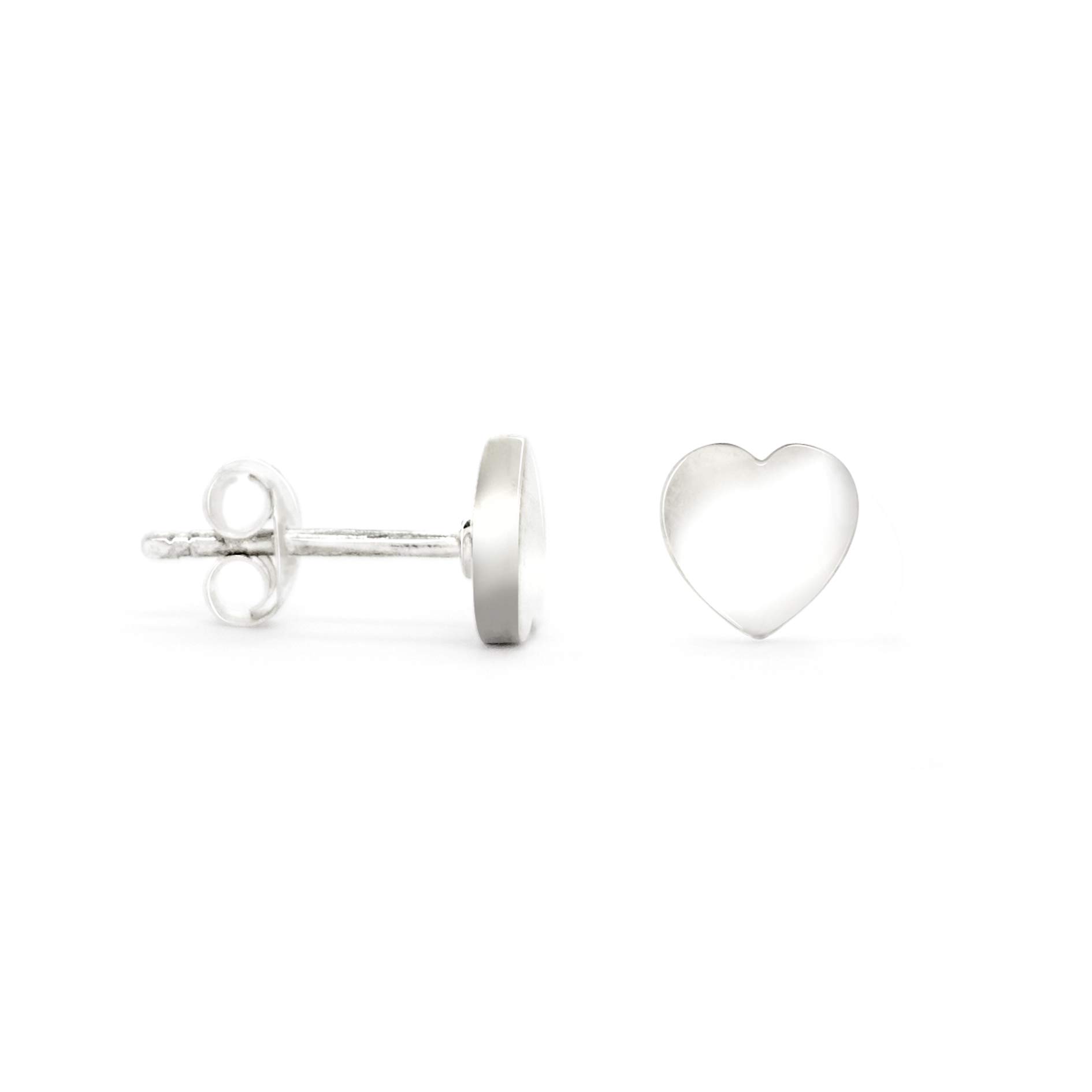 Heart Stud Earrings in Nickel-Free 925 Sterling Silver with Butterfly Fastening
