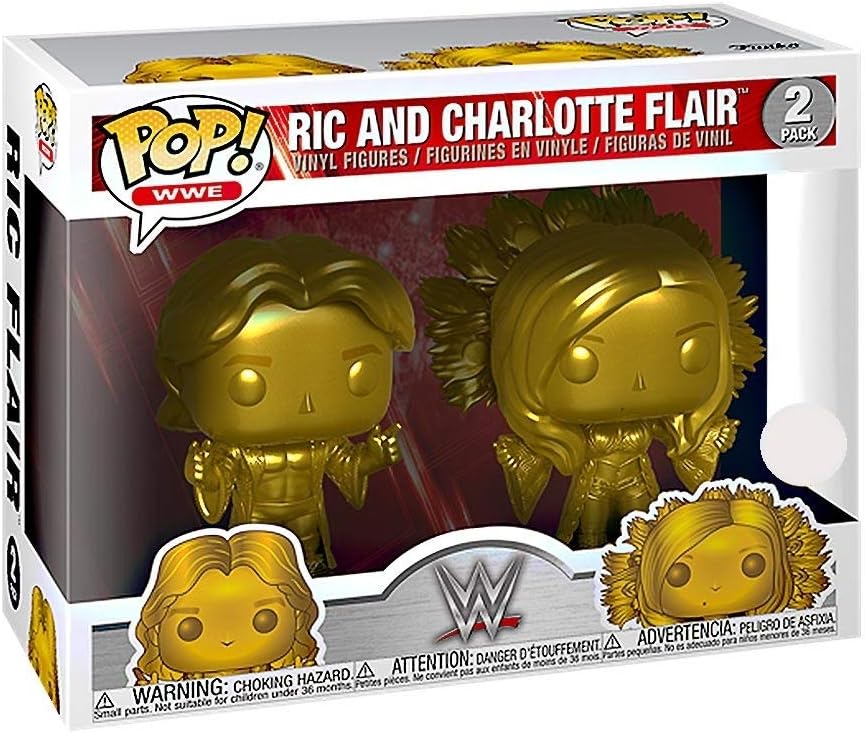 POP Funko 2-Pack WWE World Wrestling 42050 RIC and Charlotte Flair Gold, Multicolor, standard size - Image 3