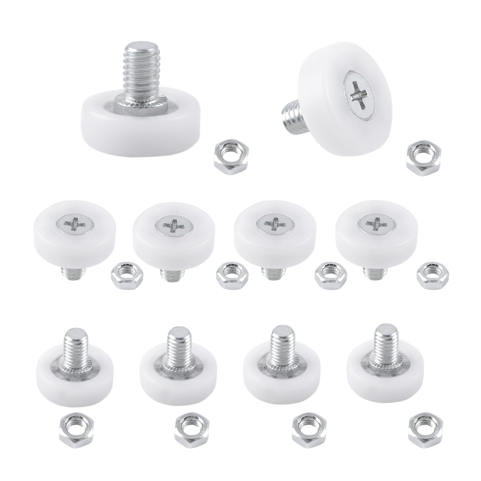 UFURMATE 10Pcs Drawer Rollers POM Plastic Cabinet Drawer Slides Wheels with Nuts Drawer Roller Slide Guides Pulleys for Furniture DIY Replacement Parts (Diameter 19mm)