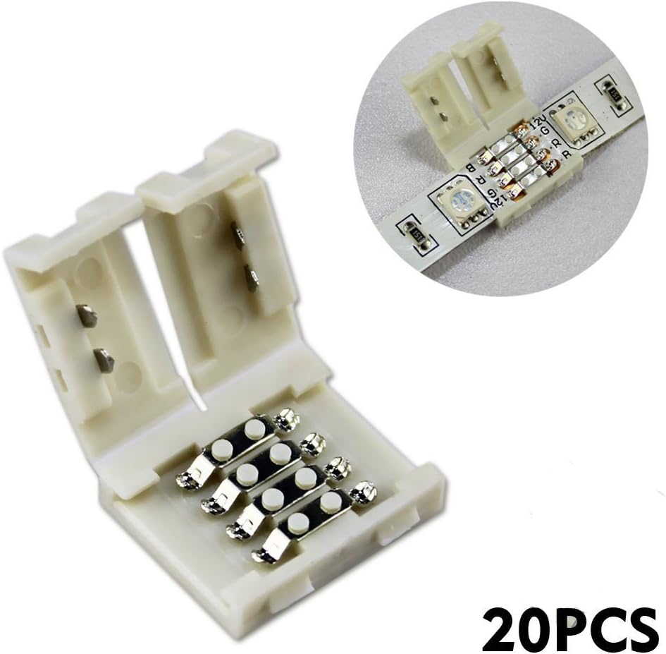 Happyskymall 10mm Wide Unwired Solderless Contact Connector for RGB SMD5050 LED Light Strip Light - Gapless Strip to Strip (20)