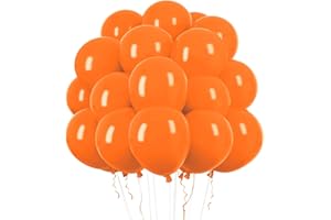 RUBFAC Orange Balloons, 50pcs 12 Inch Orange Balloons and Ribbon, Thick Latex Balloons for Birthday Wedding Baby Shower Graduation Anniversary Party Decorations