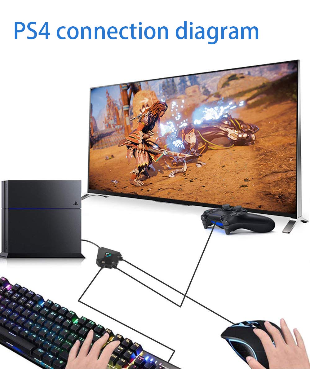 Dobe NS-Switch PS4 PS3 Game Keyboard and Mouse Adapter for PS4, PS3, Xbox one, N-Switch, Host Series Converter（Original Handle Guide Connection）