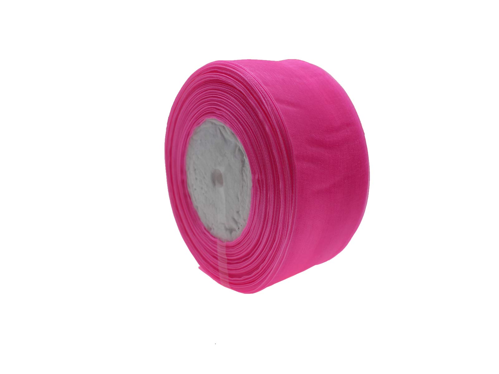 Organza Ribbon 1 Inch 50 Yards Shimmer Sheer Ribbon for Gift Wrapping Decoration Crafts DIY (1 Inch, 625005 Pink)