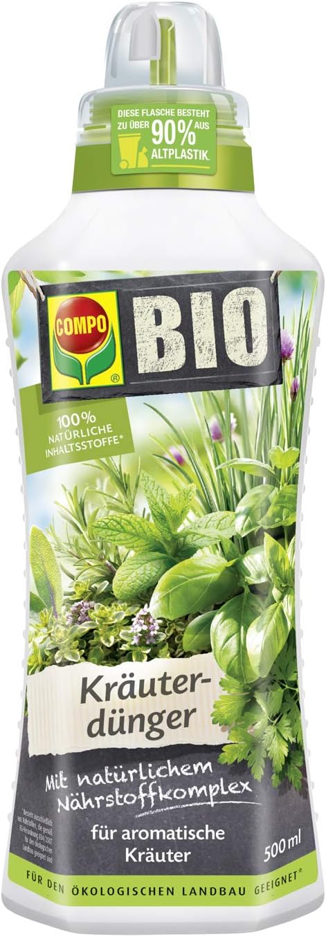 COMPO BIO Kräuterdünger für alle Gewürzpflanzen und Kräuter, Natürlicher Spezial-Flüssigdünger, 500 ml