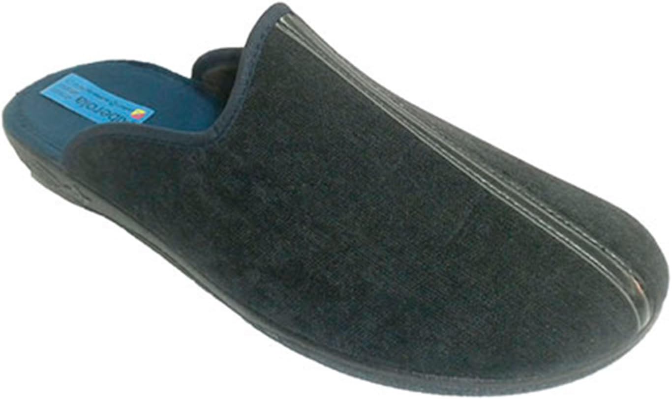 Chancla man around the house with closed toe with a leather strap on the instep Alberola in blue