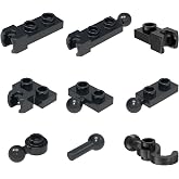 Sendhjurf Ball Joint Plate Bulk Class Building Blocks, 100 Pieces, 9 Types, Compatible with Lego Parts and Pieces, Black
