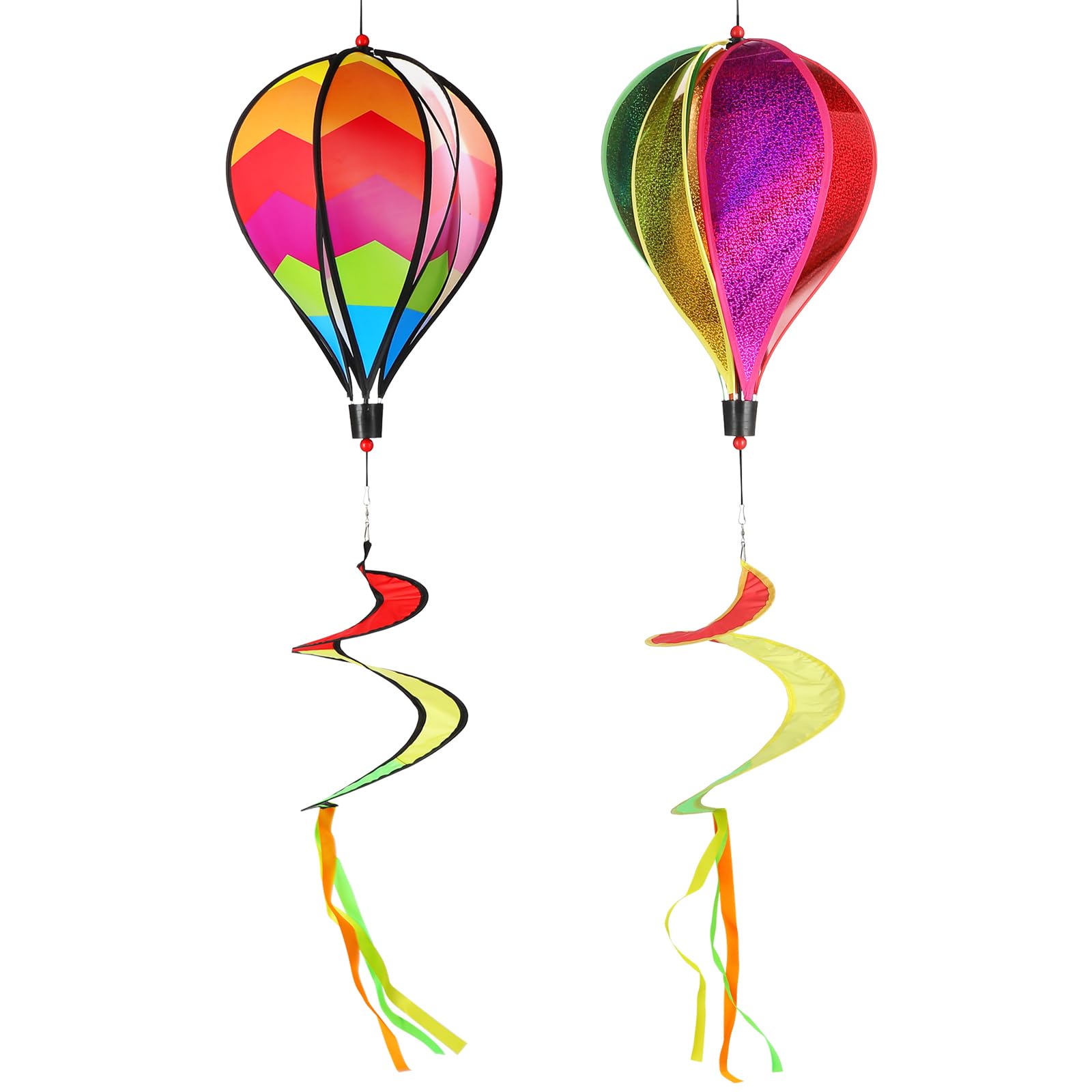 ORFOFE 2 Pieces Hanging Balloons Spinners Air Decoration Wind Socks and Spinners Hot Air Balloon Spiral Summer Decorate Rainbow Garden Hot Air Balloon Wind Spinner Colorful Outdoor Whirligig Toy Garde