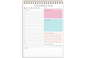 Tuun Fuplan Teacher Notepad - A4 Teacher To Do List Notepad, Spiral Checklist Notebook Organizer for Teachers Notes Task Appointment, Teacher Appreciation Gifts, 8'' x 11'', Pink