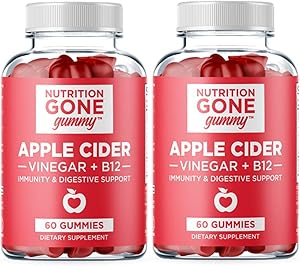 [New] Nutrition Gone Gummy Apple Cider Vinegar Gummies with The Mother (1000 mg) Natural ACV Gummies with Vitamin B12, Beetroot and Pomegranate - Supports Detox, Immunity and Digestion (Pack of 2)