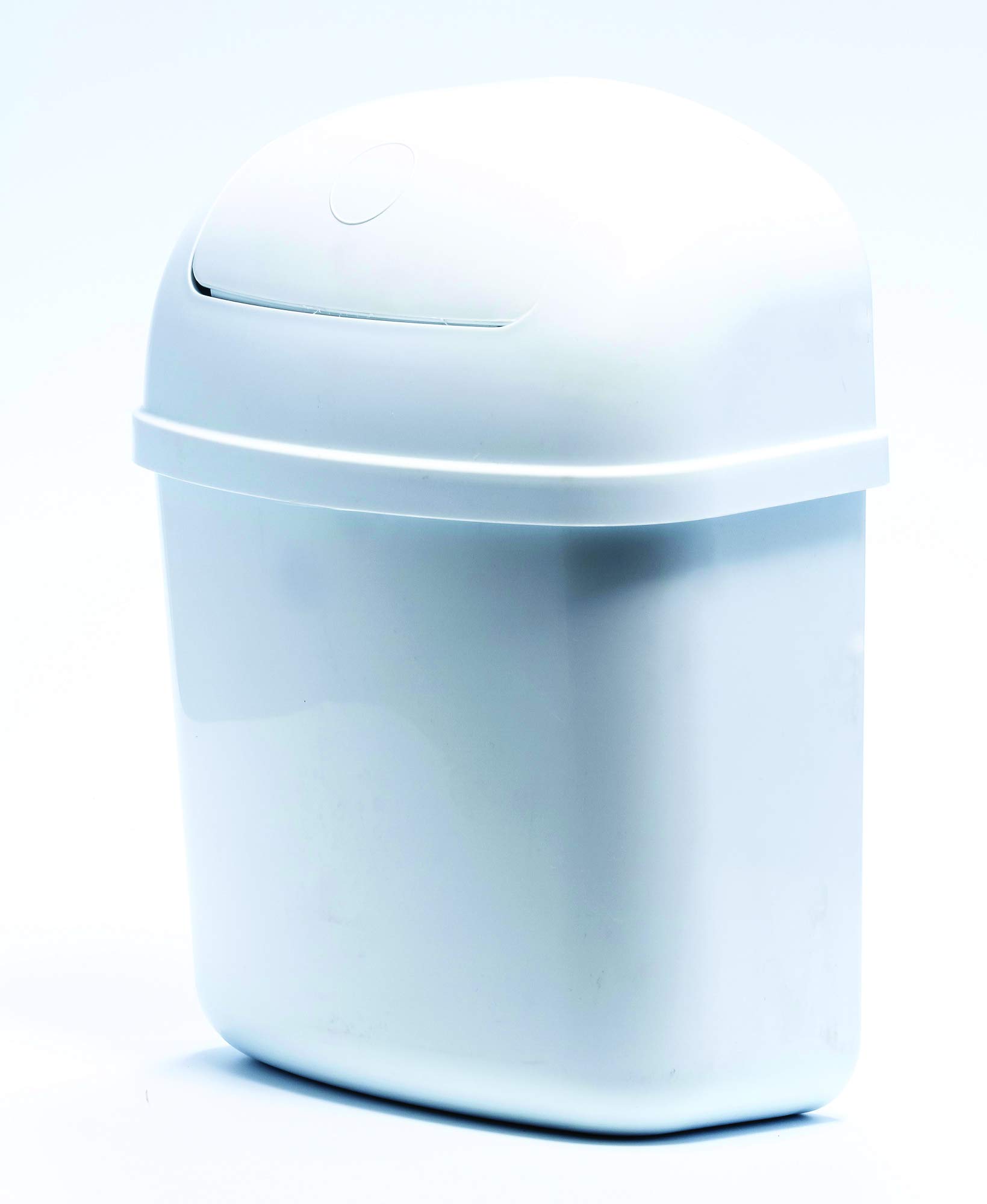 Photo 1 of Camco RV Cabinet Mount Trash Can | Ideal for Tight Spaces in RVs, Boats, Dorms, Kitchens, Bathrooms, Laundry Rooms, and More | Spring-Top Lid | 3-Quart, White (43961)