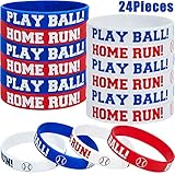 24 Pieces Baseball Silicone Rubber Bracelets Boy Rubber Wristbands Baseball Bracelet Wristbands for School Gifts Party Favors