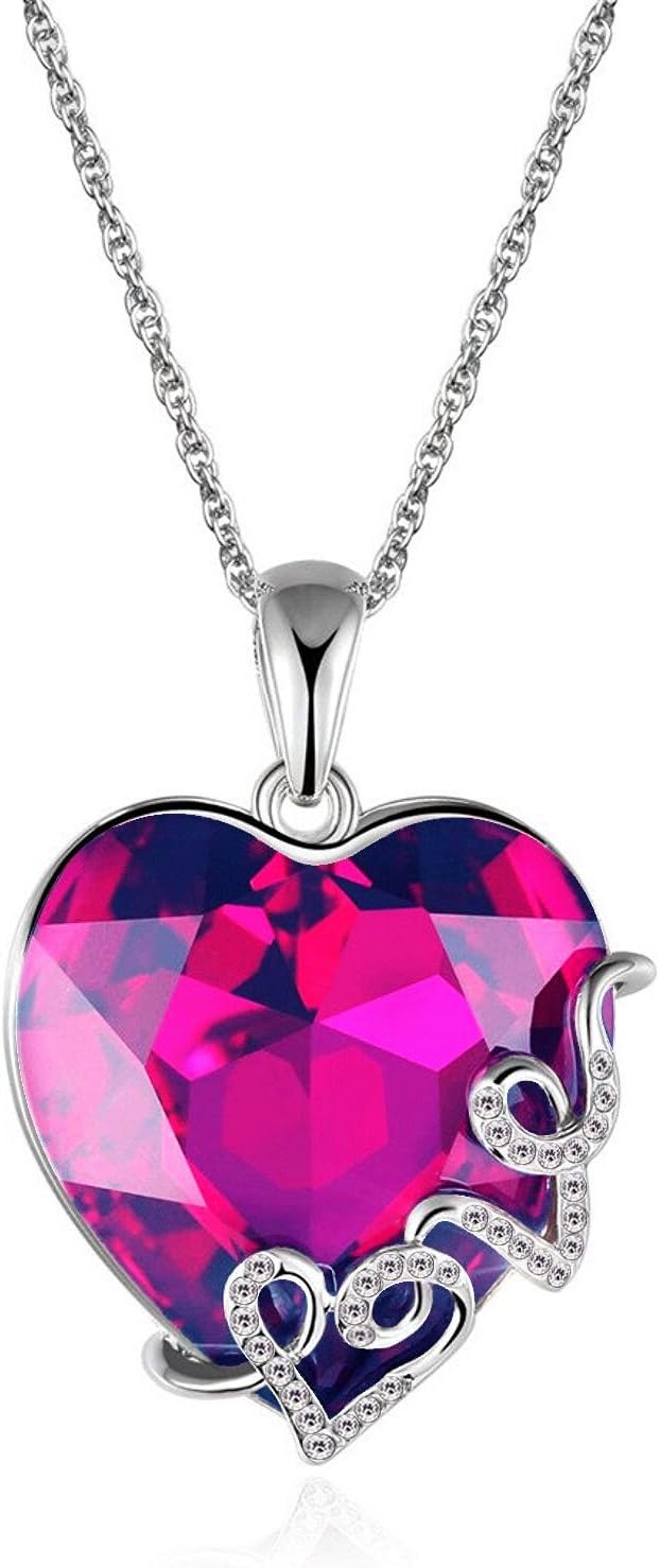 LELEKISS Swarovski Jewelry Heart Crystal Pendant Necklace for Women, 18''
