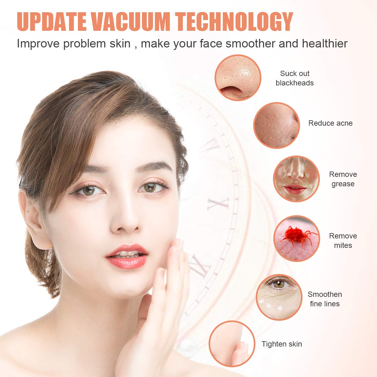 Blackhead Remover Vacuum, Electric Acne Comedone Extractor, JOMARTO Skin Pore Deep Cleansing Tool with LED, 5 Adjustable Suction Power, USB Rechargeable Pore Vacuum Cleaner for Face skin (white): Beauty