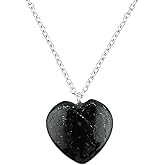 NJCRAFT Heart Necklace for Men & Women | Natural Gemstone Pendant - Chain 16+2 Inch Adjustable | Healing Crystal Jewelry 15–25 Ct