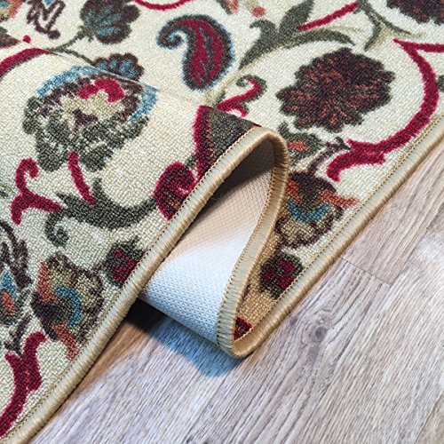 Maxy Home Hamam Floral Ivory 18" x 31" Rubber Backed Door Mat