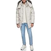 Andrew Marc Men's Gattica Down Parka Jacket With Removable Faux Fur Trimmed Hood and Bib