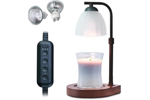 Cawalap Candle Warmer Lamp, Candle Warmer Timer with 2 Bulbs Compatible with Jar Candles, Clear Frosted Glass Candle Warmers Lamp Dimmable Candle Warmers Lamps Timer Black