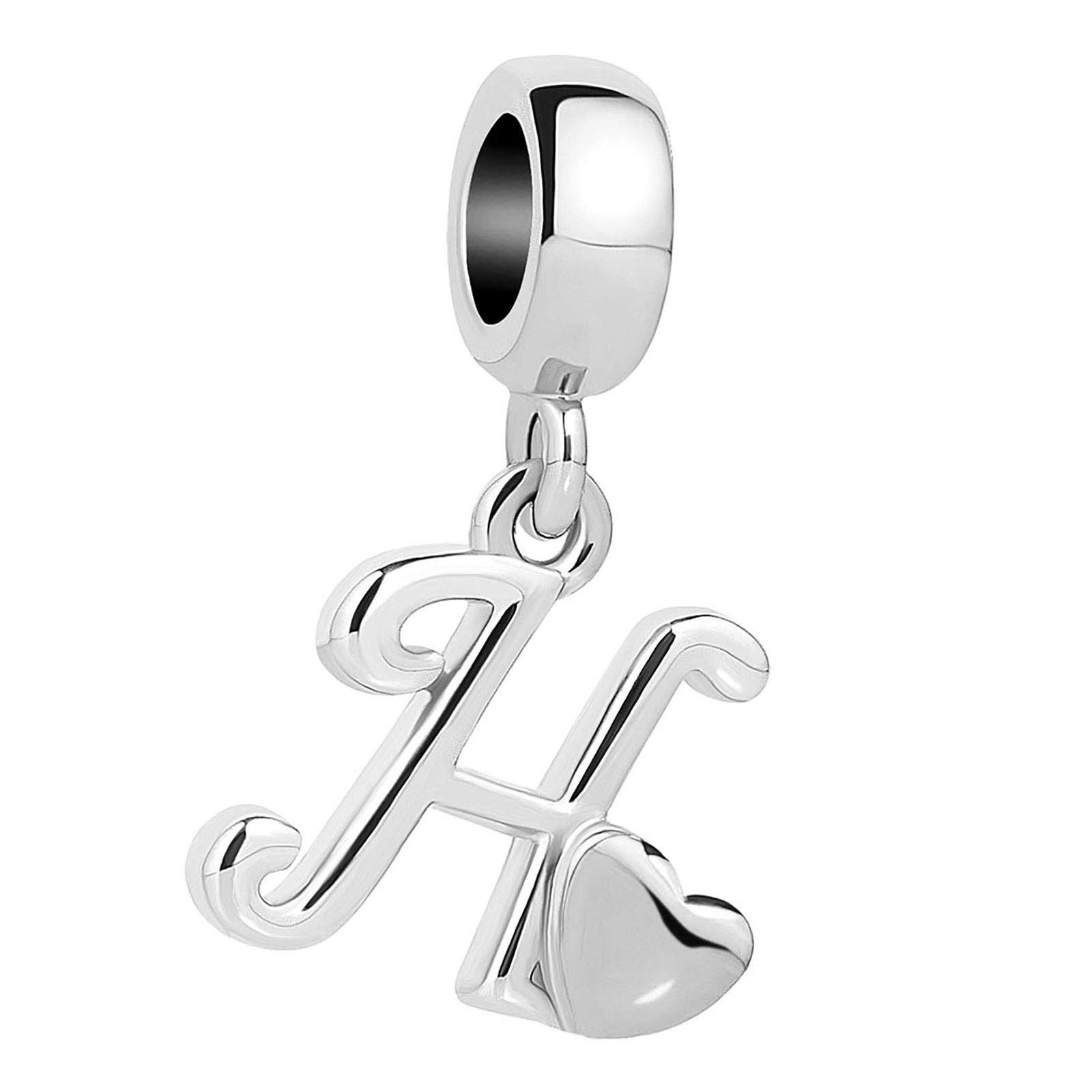 KunBead Jewelry Letter H Initial Charms Dangle Grandma 30 Birthday Moments Graduation Charm for Bracelet Necklace