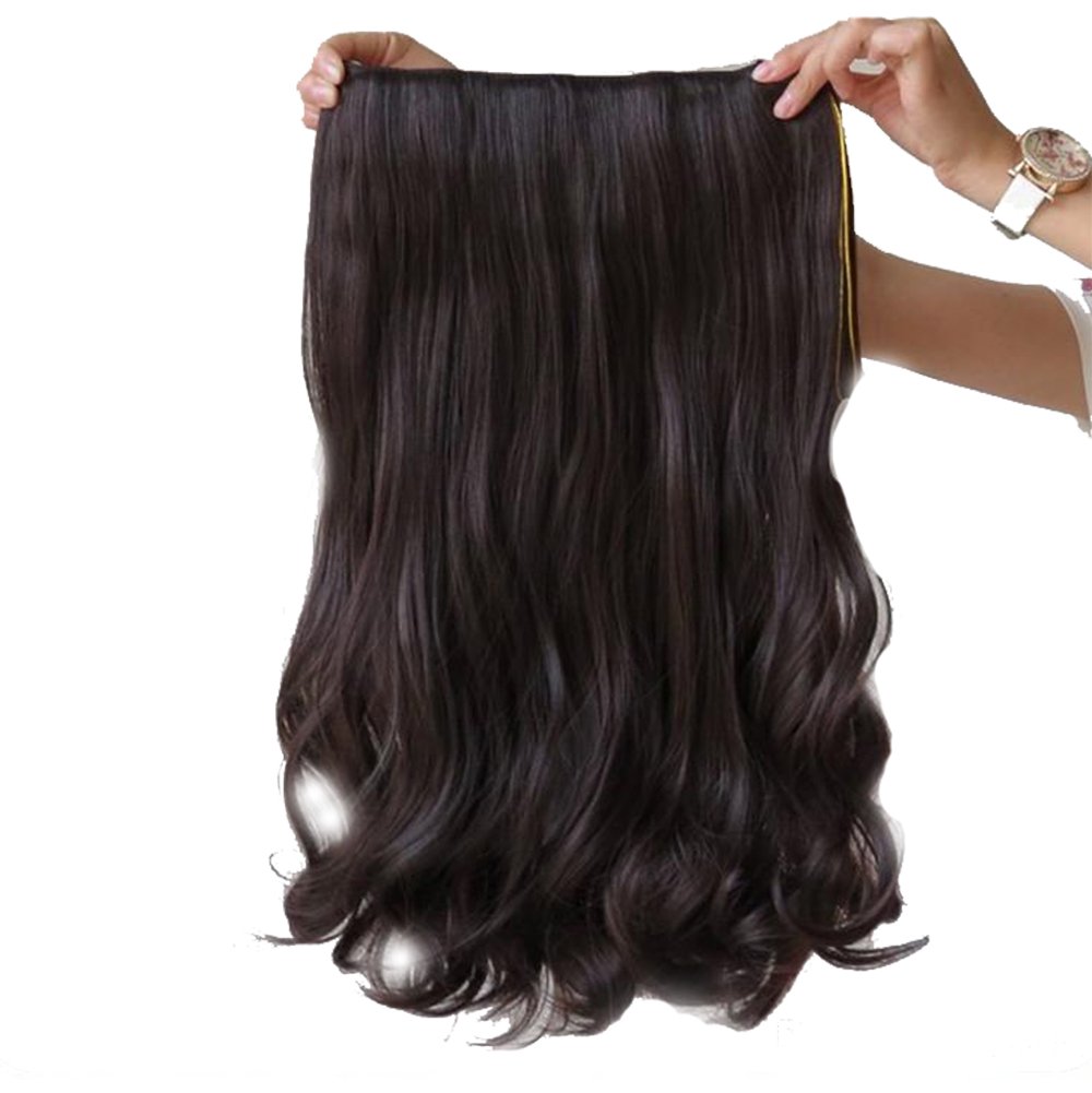 Amazon Com Dark Brown One Piece Clip In Wavy Hair Extensions