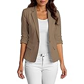 Mina Self 2026 Women's Summer 3/4 Sleeve Linen Blazer - Lightweight Fully-Lined Slim Elegant Casual Work Jacket with Pockets